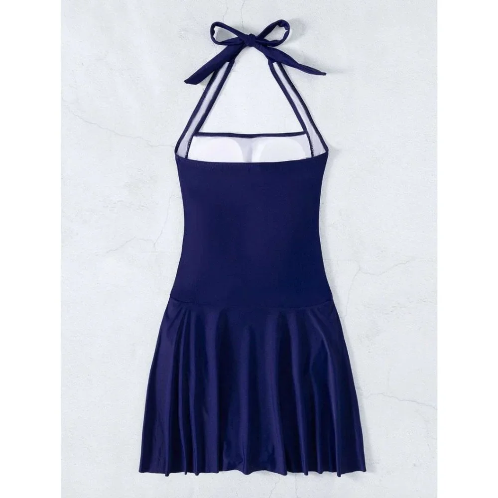 Ruffle Halter One Piece Swimsuit BathingSuit - Picture 6 of 9